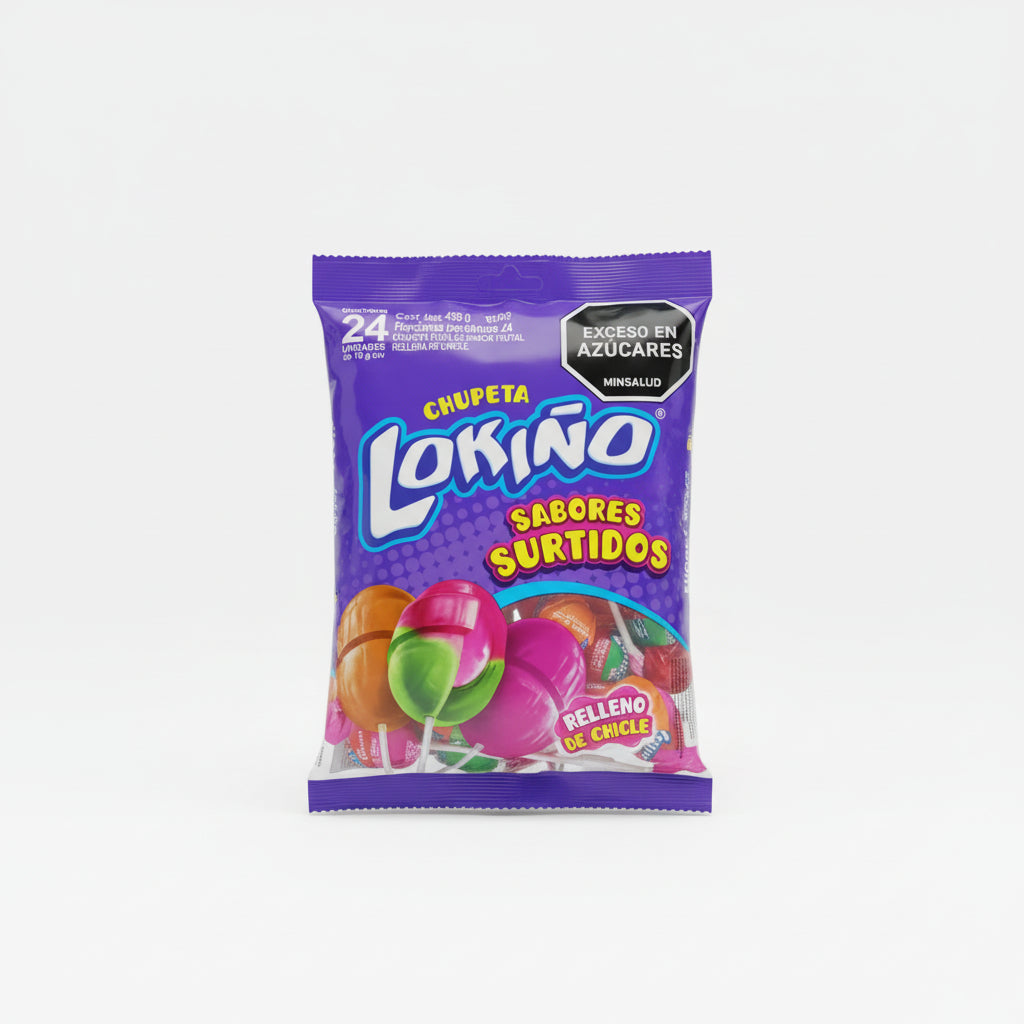 Chupetas Lokiño Rellenas de Chicle – Surtidas