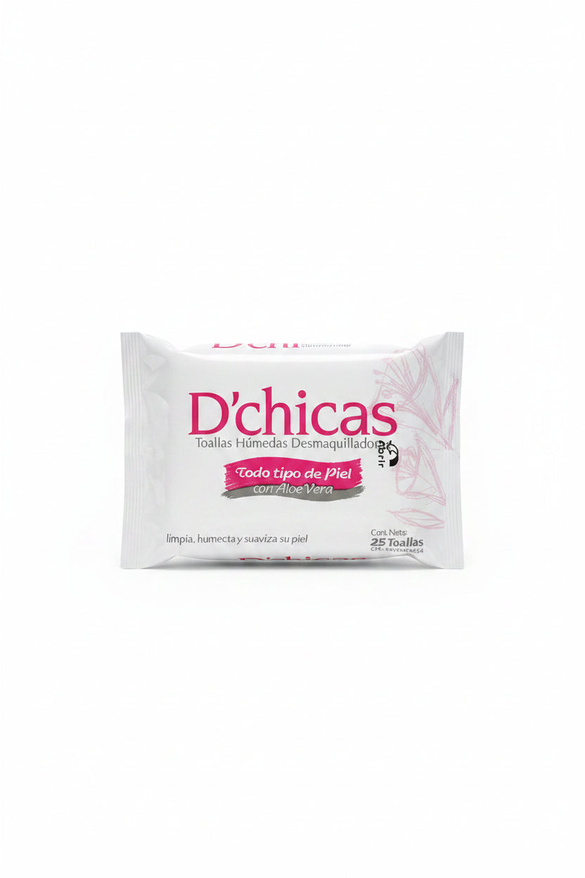 Toallas Húmedas Desmaquilladoras D'chicas x25 con Aloe Vera 🌸✨