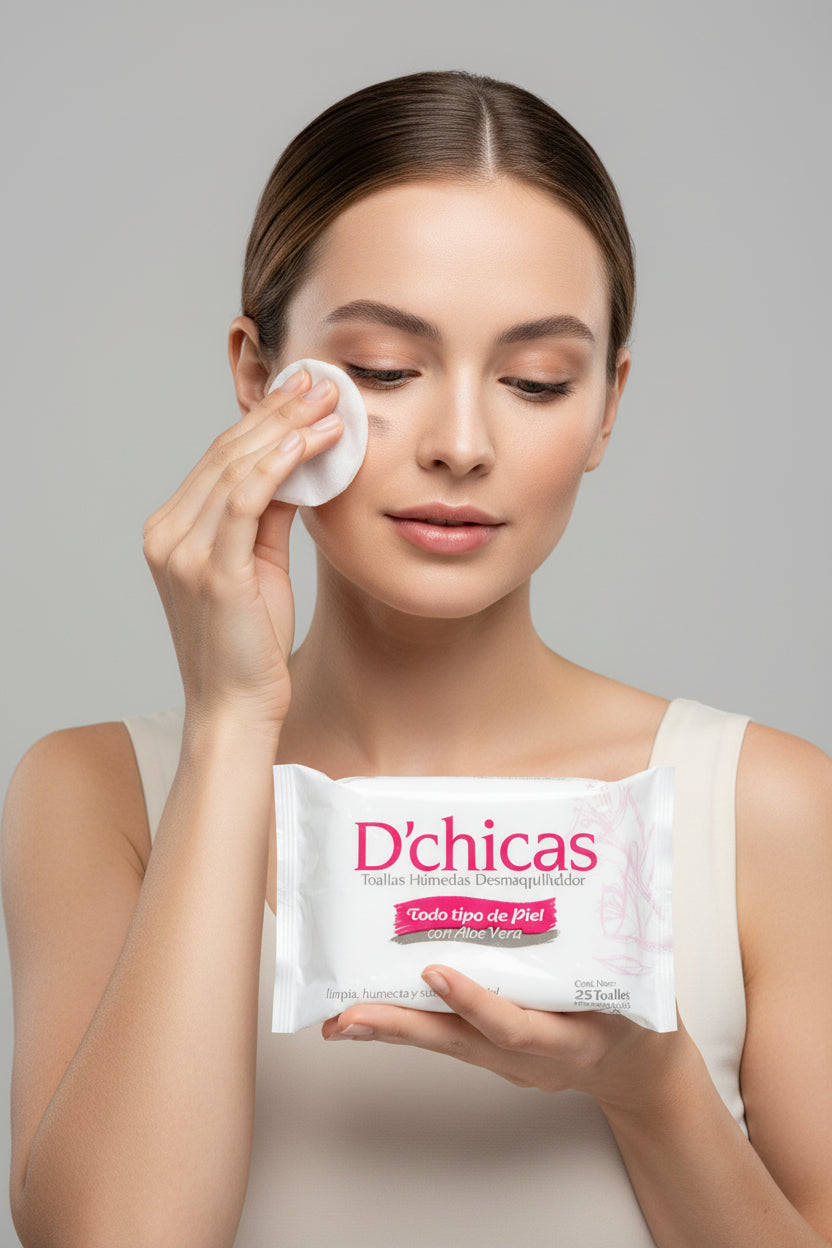 Toallas Húmedas Desmaquilladoras D'chicas x25 con Aloe Vera