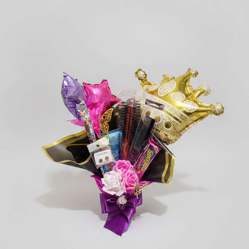 Ramo Bouquet Reina con Corona y Accesorios 👑💜