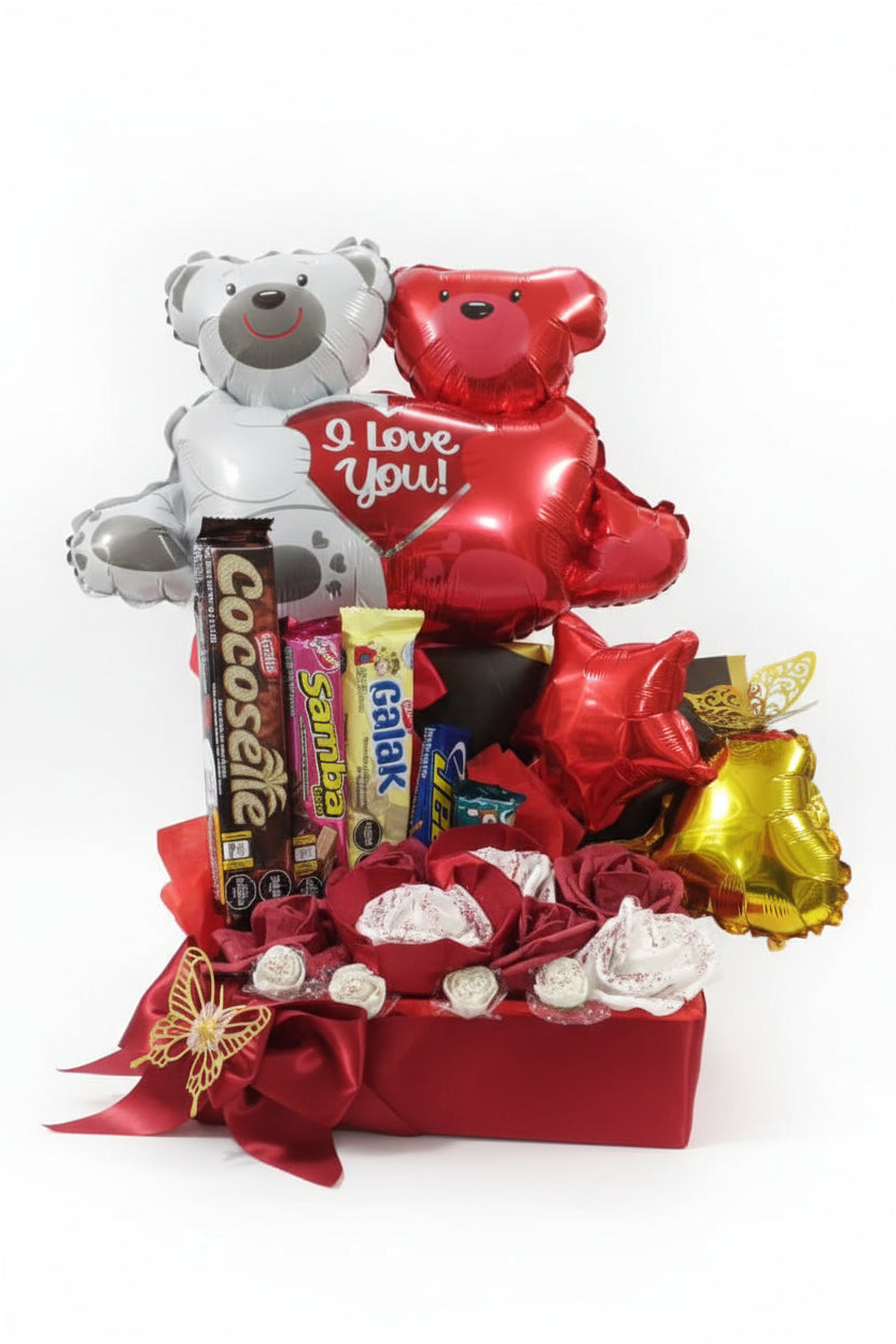 Caja Romántica con Globo y Golosinas ❤️🐻