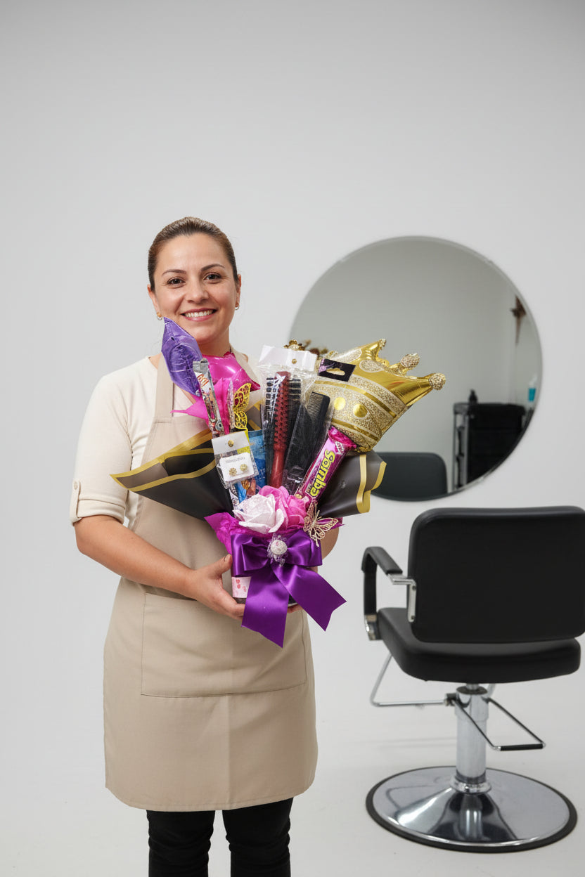 Ramo Bouquet Reina con Corona y Accesorios 👑💜