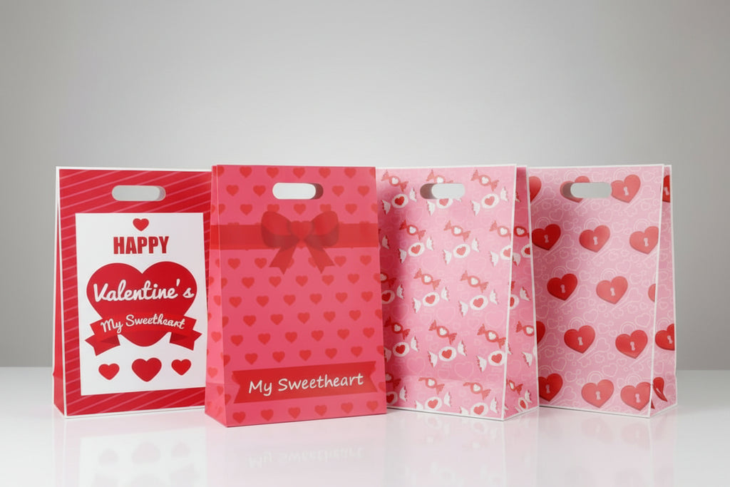 Bolsa de Regalo San Valentín 25x16cm - Corazones, Caramelos, Lazo y Corazón