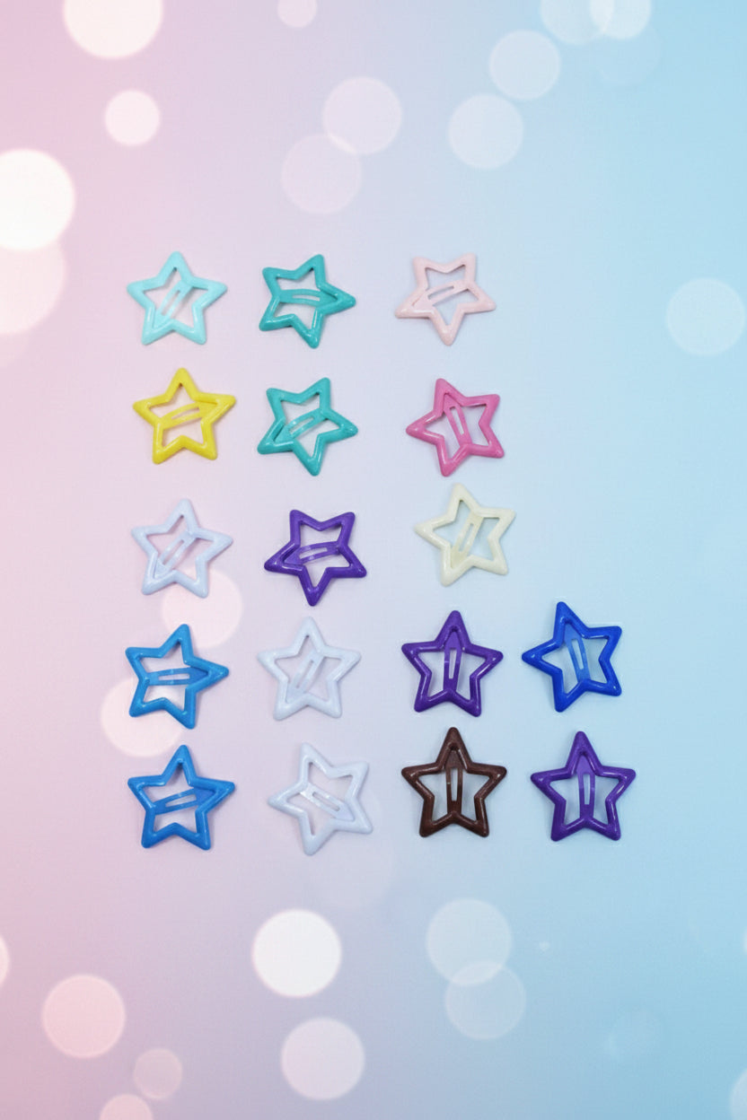 Clips para el Cabello en Forma de Estrella - Colores Variados (5 pares)