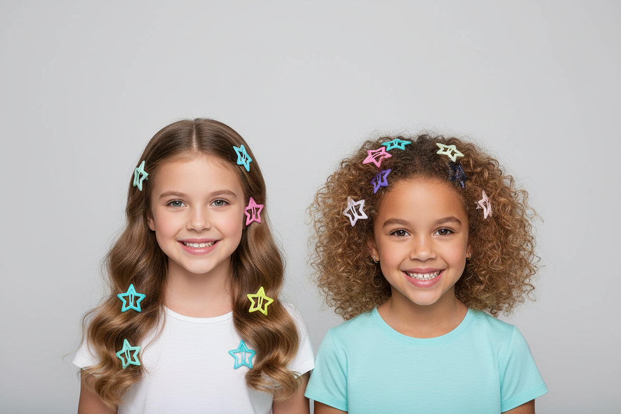 Clips para el Cabello en Forma de Estrella - Colores Variados (5 pares)