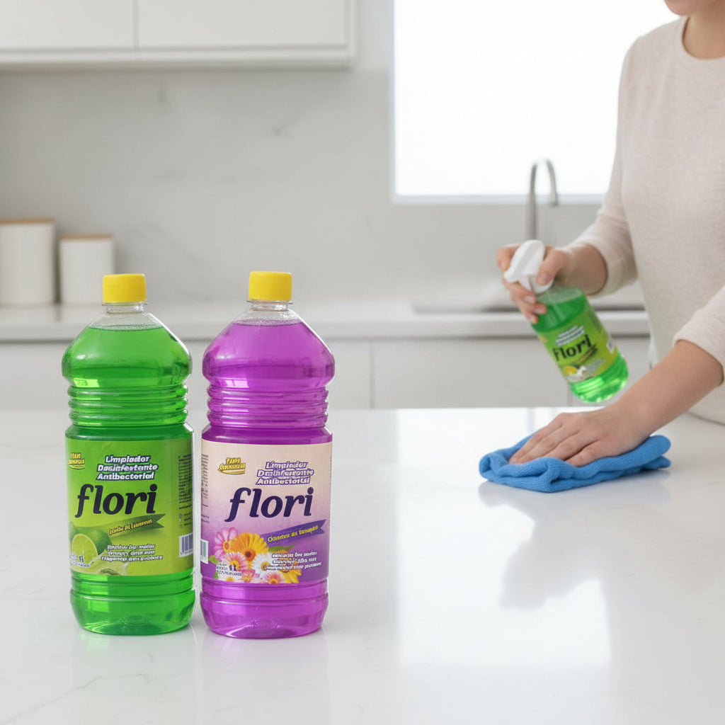Limpiador Desinfectante Antibacterial Flori Tapa Amarilla 1L