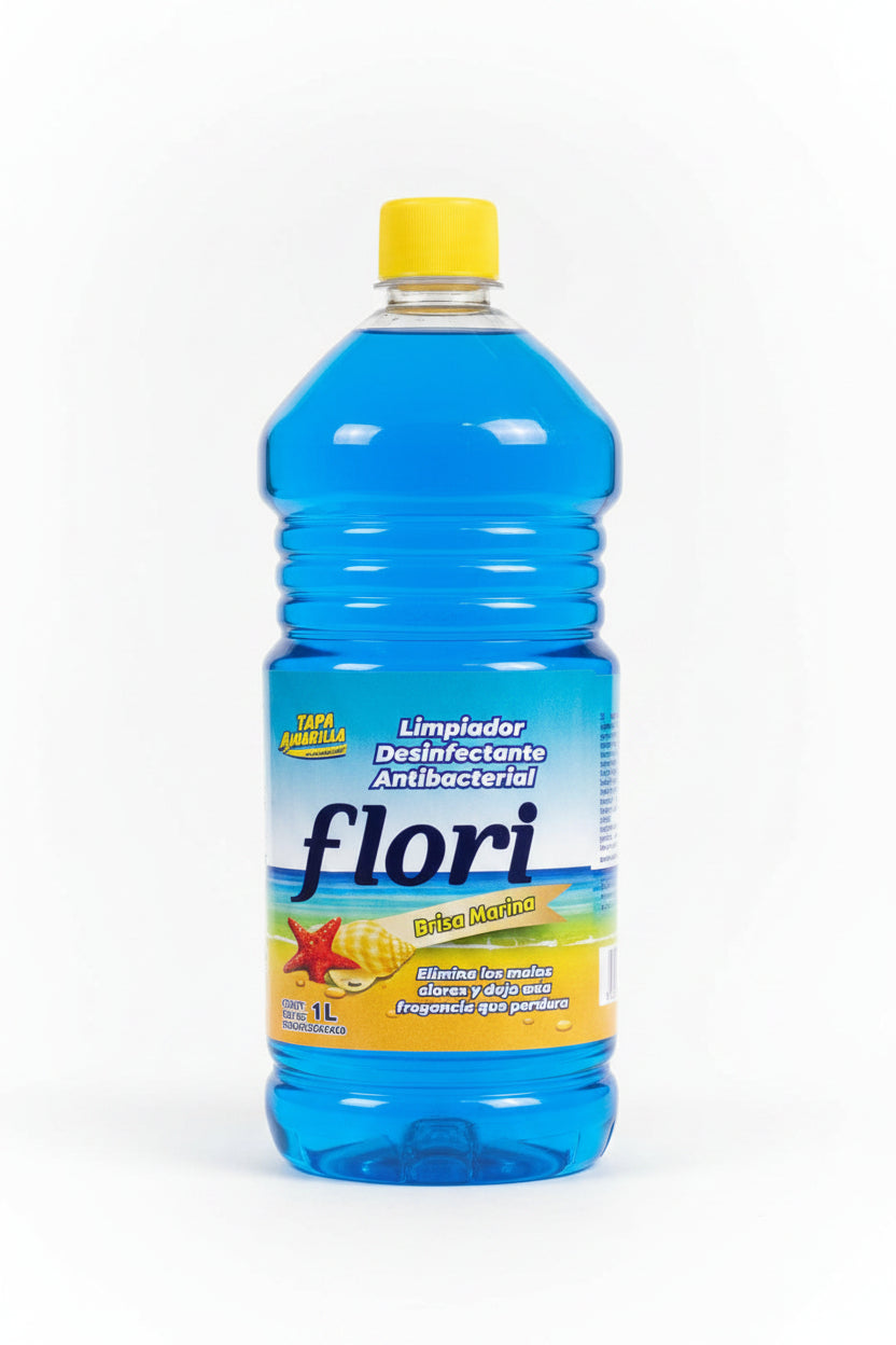 Limpiador Desinfectante Antibacterial Flori Tapa Amarilla 1L
