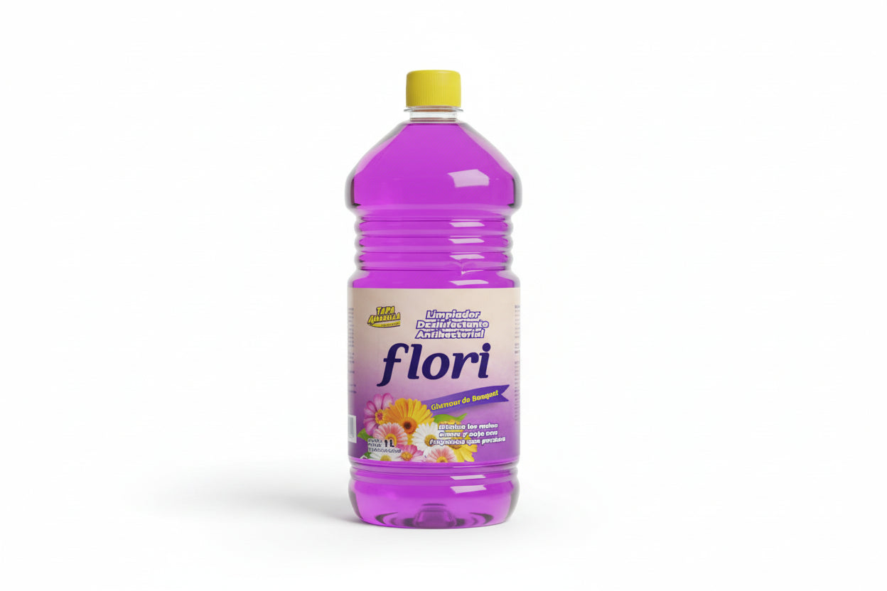 Limpiador Desinfectante Antibacterial Flori Tapa Amarilla 1L