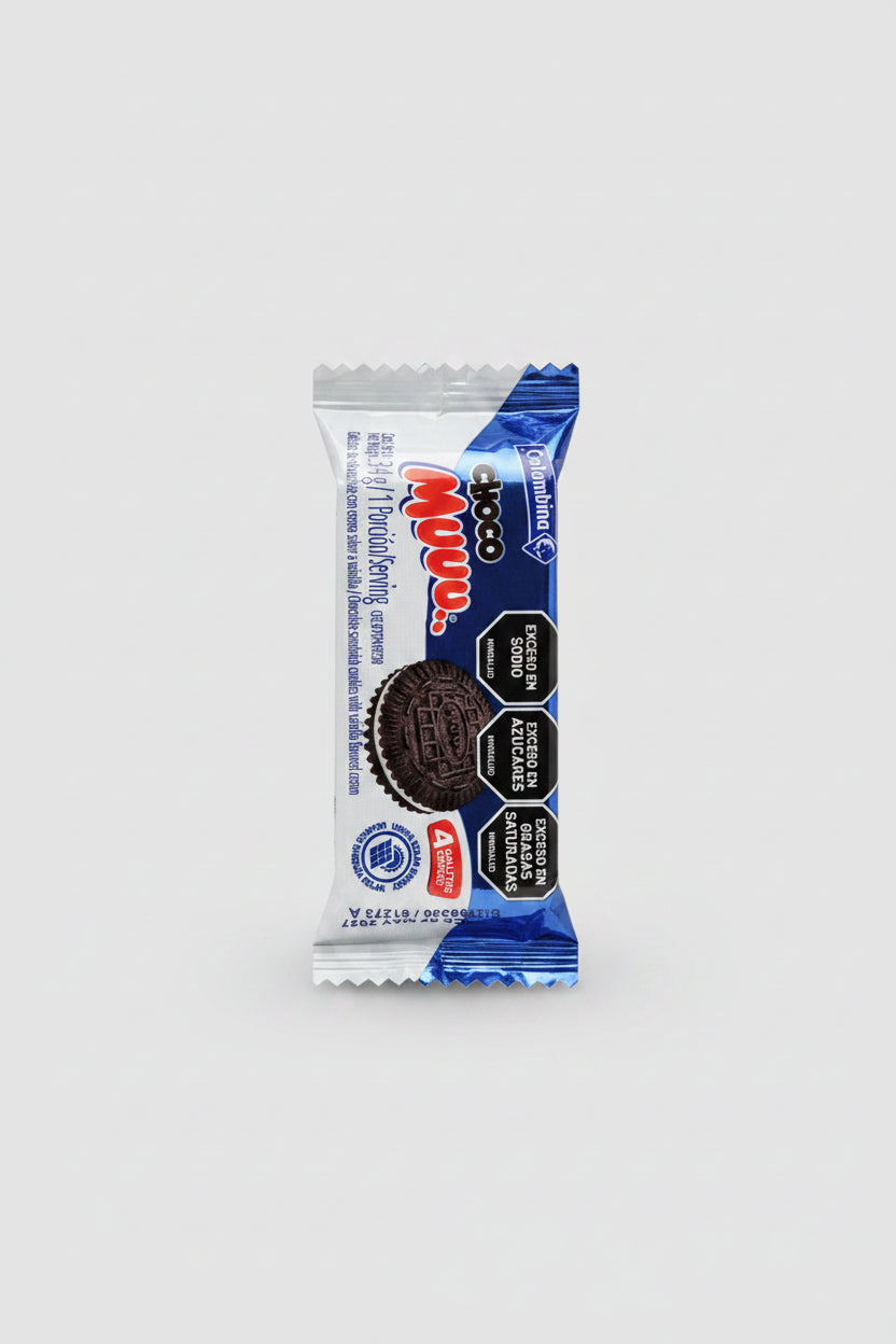 Galletas Choco Muu Colombina – paquete individual 34g x4 galletas rellenas de crema de vainilla