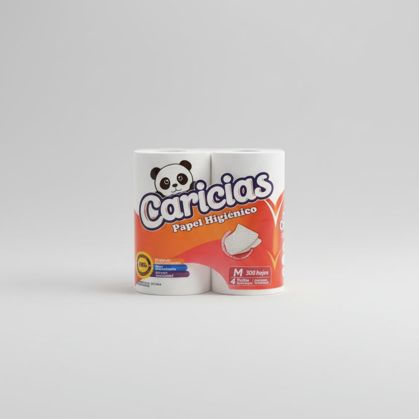 Papel Higiénico Caricias 4 Rollos Doble Hoja - 215 /300 Hojas