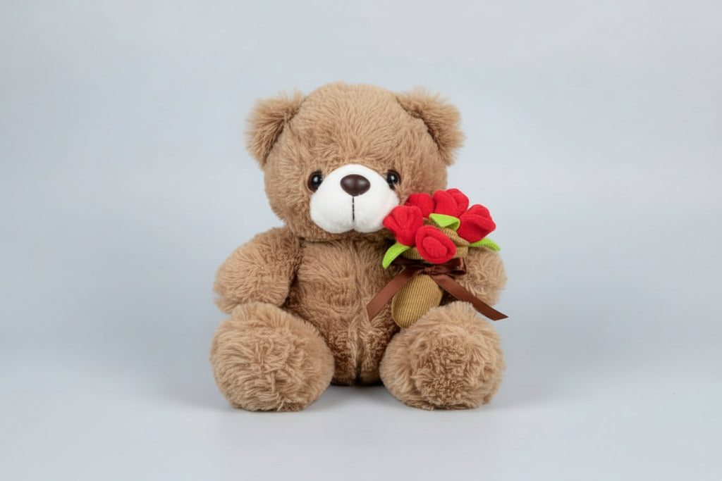 Oso de Peluche con Ramo de Rosas