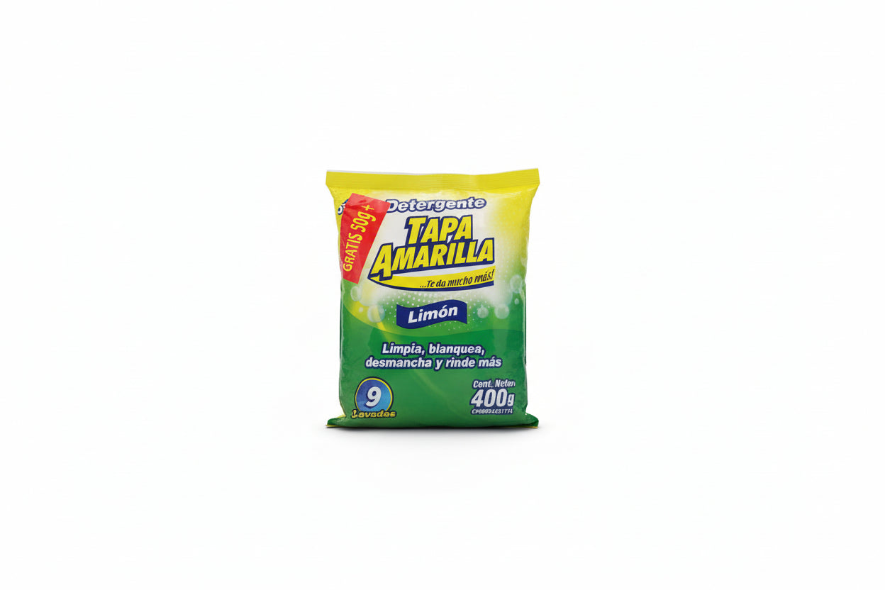 Jabón en Polvo Tapa Amarilla | Limón y Pradera – 400g y 800g