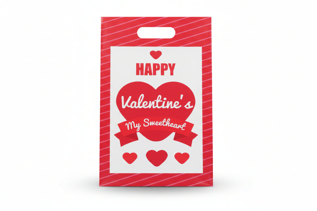 Bolsa de Regalo San Valentín 25x16cm - Corazones, Caramelos, Lazo y Corazón